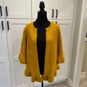 Womens Anthropologie Gold Sweater Cape One Size Cardigan Bohemian Flirty